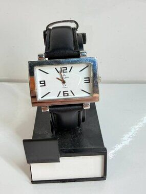 Louis Arden Paris Rectangular Quartz Watch – Black Strap